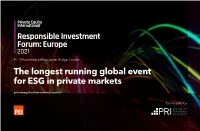 The Longest Running Global Event for ESG in Private Markets Privateequityinternational.Com/Rif