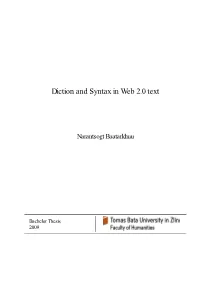 Diction and Syntax in Web 2.0 Text