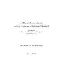 Set Theory in Computer Science a Gentle Introduction to Mathematical Modeling I