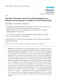 Soil Water Potential Control of the Relationship Between Moisture and Greenhouse Gas Fluxes in Corn-Soybean Field