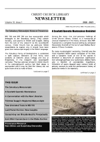 CHRIST CHURCH LIBRARY NEWSLETTER Volume 12, Issue 1 2020 - 2021