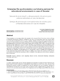 Enterprise File Synchronization and Sharing Services for Educational Environments in Case of Disaster