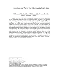 Irrigation and Water Use Efficiency in South Asia