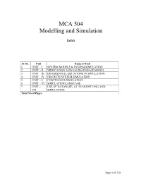 MCA 504 Modelling and Simulation