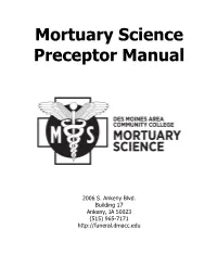 Mortuary Science Preceptor Manual