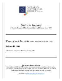 Papers and Records [Called Ontario History After 1946]