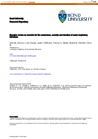 Bond University Research Repository Exercise Versus No Exercise for The