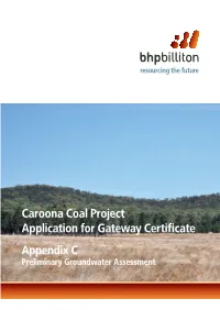 Caroona Coal Project Application for Gateway Certificate Appendix C Preliminary Groundwater Assessment