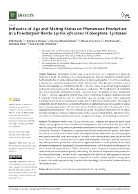 Influence of Age and Mating Status on Pheromone Production in A
