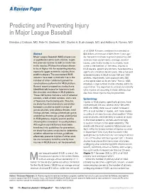 Predicting and Preventing Injury in Major League Baseball