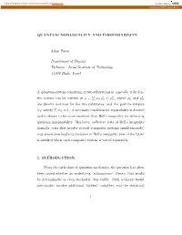 QUANTUM NONLOCALITY and INSEPARABILITY Asher Peres