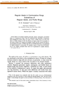 Regular Ideals in Commutative Rings, Sublattices of Regular Ideals, and Prtifer Rings