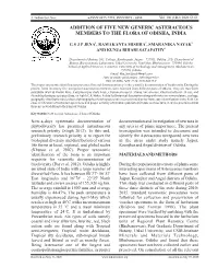 Addition of Five New Generic Asteraceous Members to the Flora of Odisha, India