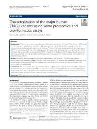 Characterization of the Major Human STAG3 Variants Using Some Proteomics and Bioinformatics Assays Inam J