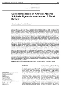 Current Research on Artificial Arsenic Sulphide Pigments in Artworks: Ashort Review