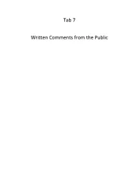 Tab 7 Written Comments from the Public