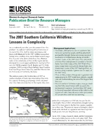 The 2007 Southern California Wildfires: Lessons in Complexity