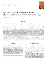 Upheaval Dome, Canyonlands, Utah: Strain Indicators That Reveal an Impact Origin