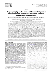 Biogeography of the Fauna of French Polynesia: Diversification Within And