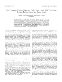 How Prosimian Primates Represent Tools: Experiments with Two Lemur Species (Eulemur Fulvus and Lemur Catta)