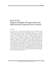 Hues of Art: Pigment Analysis of Unprovenanced Wall Painting Fragment from Pompeii