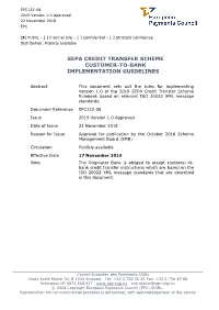 Sepa Credit Transfer Scheme Customer-To-Bank Implementation Guidelines