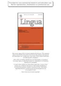 This Article Appeared in a Journal Published by Elsevier. the Attached Copy Is Furnished to the Author for Internal Non-Commerci