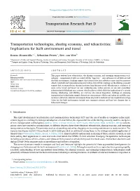 Transportation Technologies, Sharing Economy, and Teleactivities: Implications for Built Environment and Travel