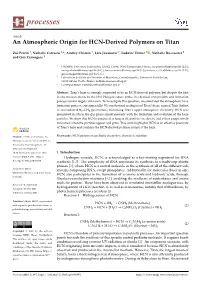An Atmospheric Origin for HCN-Derived Polymers on Titan