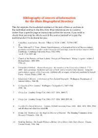 Bibliography of Sources of Information for the Blain Biographical Directory