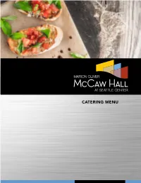 Catering Menu Table of Contents