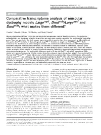 Comparative Transcriptome Analysis of Muscular Dystrophy Models Largemyd, Dmdmdx&Sol