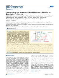 Compensatory Islet Response to Insulin Resistance Revealed by Quantitative Proteomics