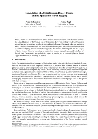 Compilation of a Swiss German Dialect Corpus and Its Application to Pos Tagging