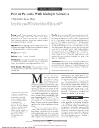 Pain in Patients with Multiple Sclerosis a Population-Based Study