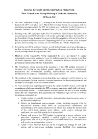 Reform, Recovery and Reconstruction Framework First Consultative Group Meeting: Co-Chairs' Summary 31 March 2021