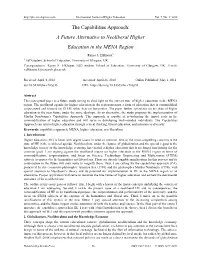 The Capabilities Approach: a Future Alternative to Neoliberal Higher Education in the MENA Region