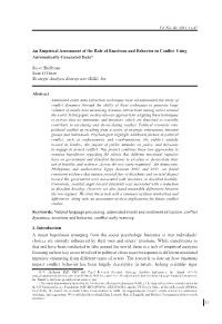 31 an Empirical Assessment of the Role of Emotions and Behavior in Conflict Using Automatically Generated Data* Abstract Keyword