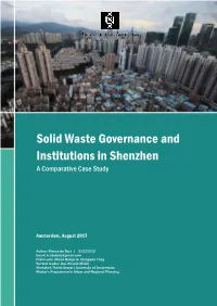 Solid Waste Governance and Institutions in Shenzhen a Comparative Case Study