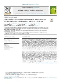Spatio-Temporal Coexistence of Sympatric Mesocarnivores with a Single Apex Carnivore in a ﬁne-Scale Landscape