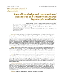 State of Knowledge and Conservation of Endangered and Critically Endangered Lagomorphs Worldwide