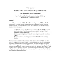 Value Based Software Engineering