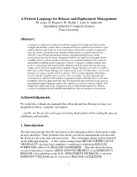 A Pattern Language for Release and Deployment Management Abstract