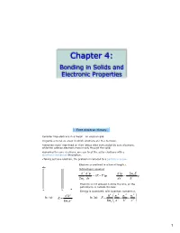 Chapter 4: Bonding in Solids and Electronic Properties