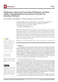 Nonhuman Adenoviral Vector-Based Platforms and Their Utility in Designing Next Generation of Vaccines for Infectious Diseases