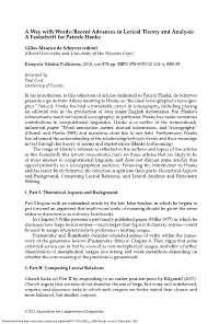 A Way with Words: Recent Advances in Lexical Theory and Analysis: a Festschrift for Patrick Hanks