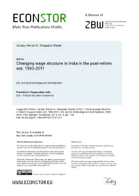 Changing Wage Structure in India in the Post-Reform Era: 1993–2011 Hanan G