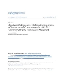 Constructing Spaces of Resistance and Contention in the 2010-2011 University of Puerto Rico Student Movement Alessandra M
