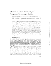 Effect of Low Temperature Sodium, Tetrodotoxin, and Variation Upon Excitation