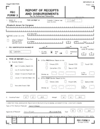 Report of Receipts and Disbursements